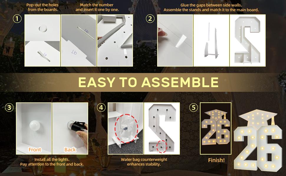 2026 Graduation Decorations - 4FT Marquee Light Up Number For 2026 Graduation Party Decorations , Suitable For Decoration At Kindergarten, Preschool, High School, And College Graduation Parties