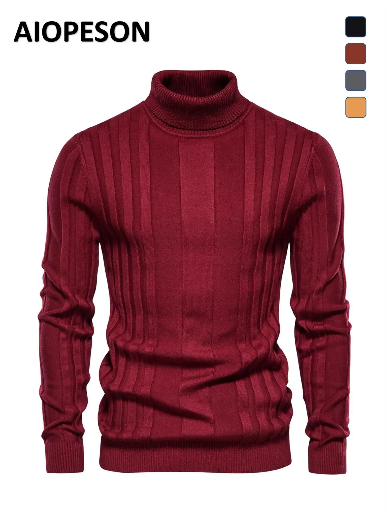 【Black Friday】Men's Solid Turtleneck Sweater, Regular Fit Casual Long Sleeve Jumper Pullover for Fall & Winter, Men's Knitwear for Daily Wear
