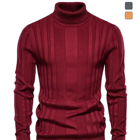 Men's Solid Turtleneck Sweater, Regular Fit Casual Long Sleeve Jumper Pullover for Fall & Winter, Men's Knitwear for Daily Wear