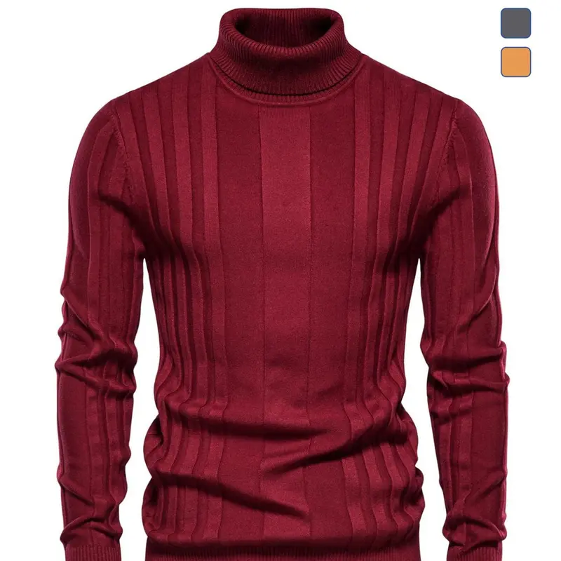 Men's Solid Turtleneck Sweater, Regular Fit Casual Long Sleeve Jumper Pullover for Fall & Winter, Men's Knitwear for Daily Wear