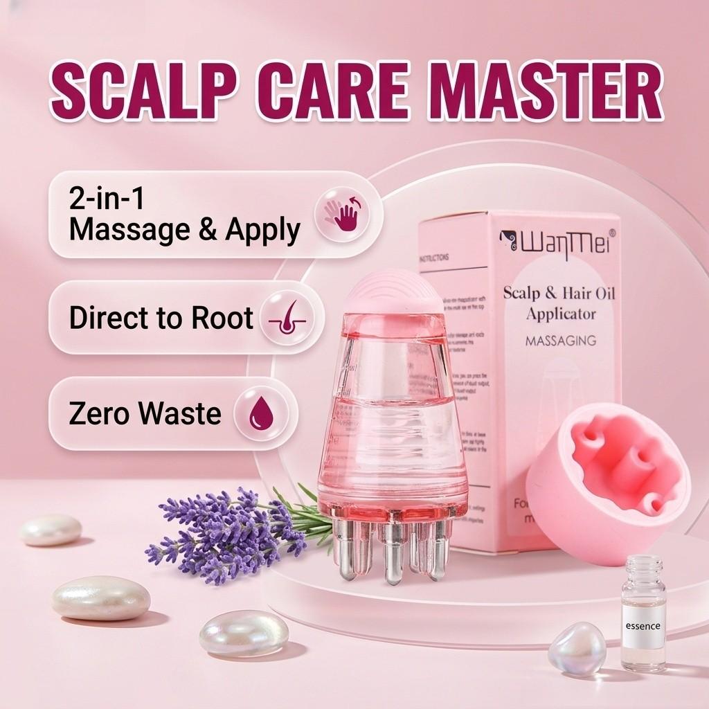 Scalp Applicator Roller with Massage – Precision Hair Growth Serum Applicator for Oily, Dandruff & Hair Loss Care, 2-in-1 Roll-On Scalp Massager, Boosts Absorption, No Waste, Portable for Daily & Travel