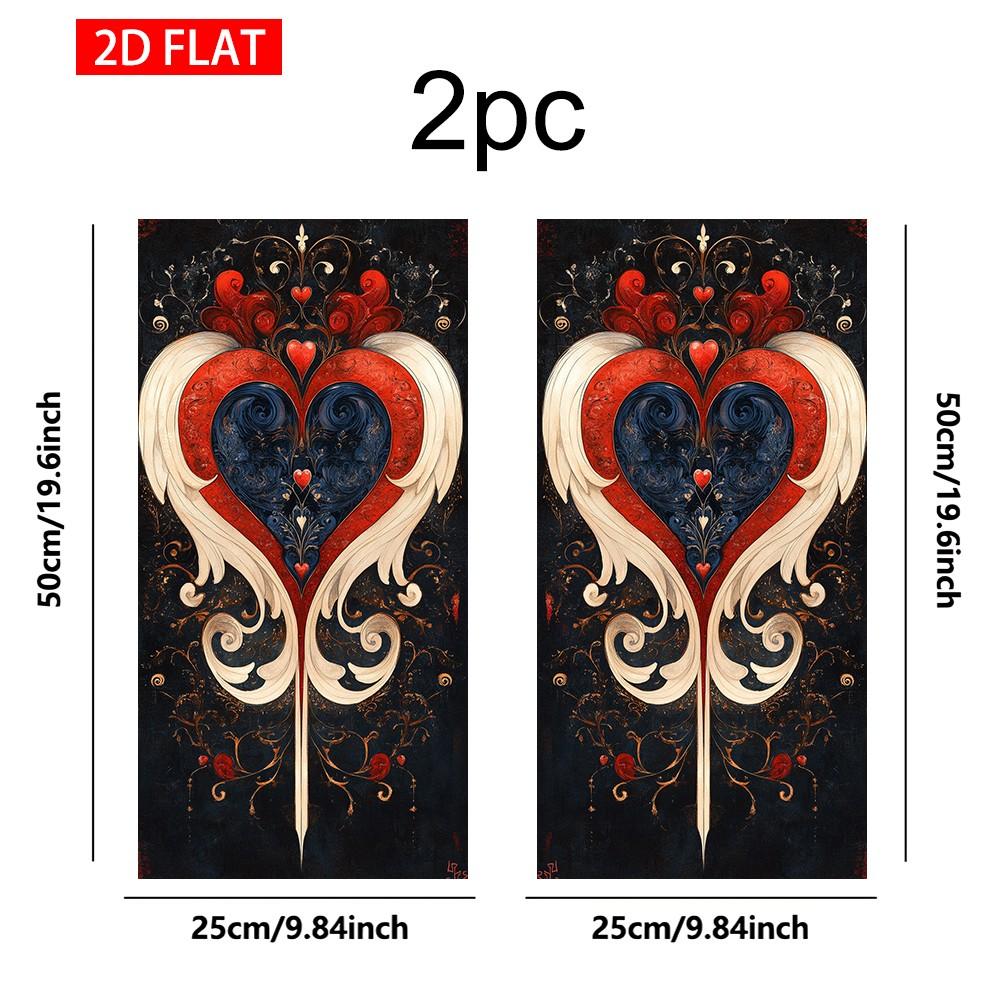 2Pcs Gothic Heart Pattern Car B-Pillar Sticker, PVC Self-Adhesive Decorative Sticker, Waterproof Scratch-Resistant, Perfect For Car Exterior Decoration, Auto Exterior Accessory