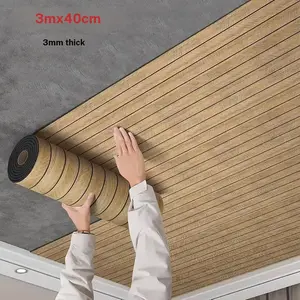 Wood grain self adhesive wallpaper 3D striped self adhesive imitation wood grain wall panels easy DIY home decoration wall panel roll size 3m x 40cm 3mm thick waterproof suitable for living rooms bedrooms