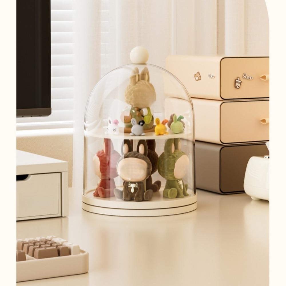 1 piece 360° rotating display case, dustproof and transparent, ideal for displaying collectibles and action figures, also can be used as a multifunctional organizer box for jewelry and collectibles.