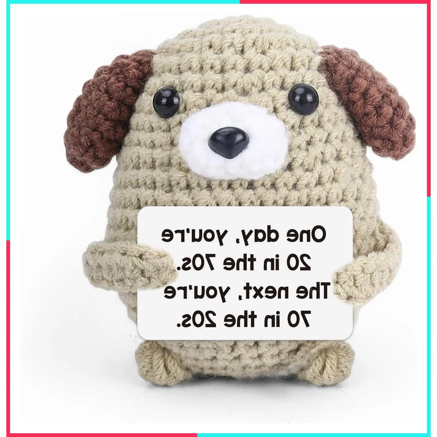 70th Birthday Gifts for Women & Men - Heartwarming Handmade Crocheted Dog Ornament with Inspirational Message
