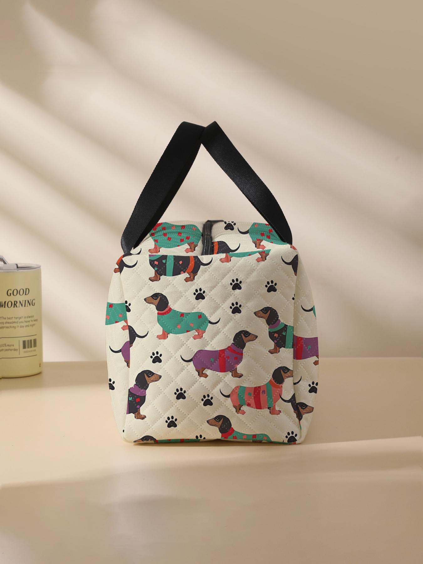 Cute  Quilted Dog Pattern Duffle Bag, Large Capacity Travel Bag, Portable Overnight Bag with Shoe Storage, Fashionable Travel Bag for Women & Men, Travel Duffel Bag