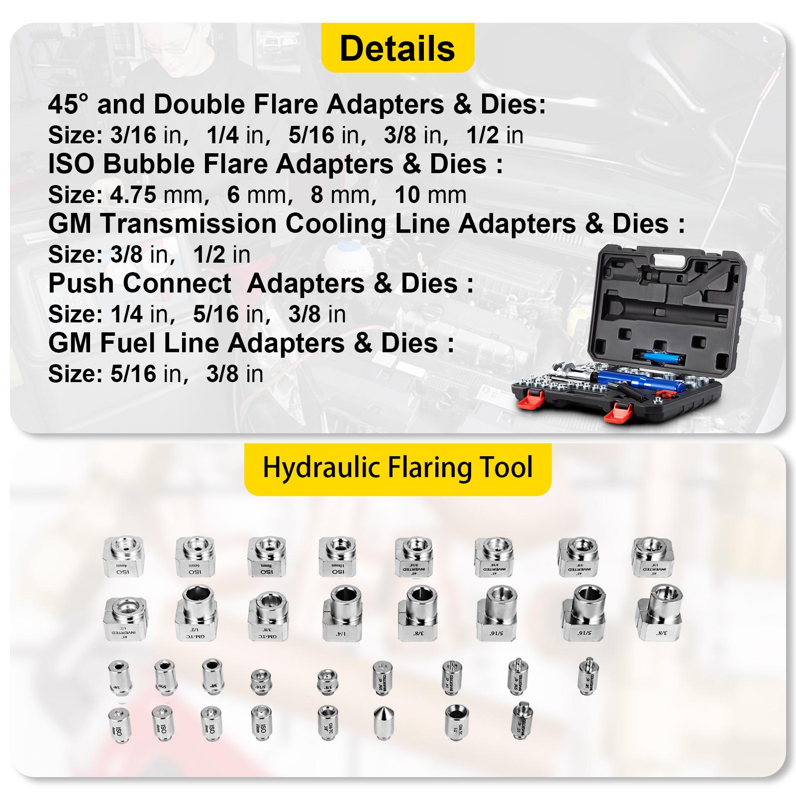 VEVOR Hydraulic Flaring Tool Kit, 45 Double Flaring Tool, Brake Repair Brake Flaring Tools for 3/16-1/2, Brake Flare Tool with Tube Cutter and Deburrer, 32 PCS Tube Flaring Tools for Copper Lines
