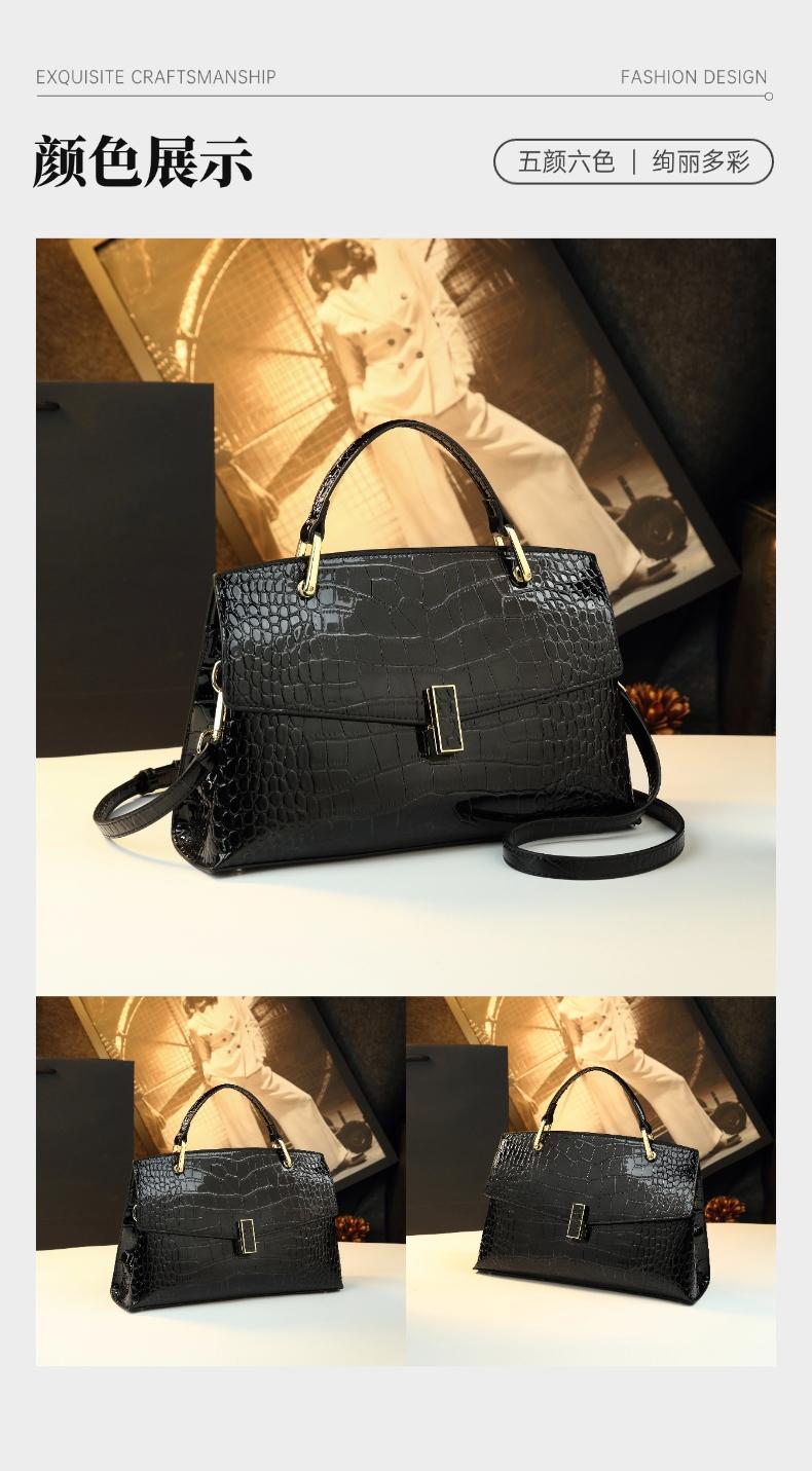 Luxury Wine Crocodile Texture Handbag, High-End Commuter Crossbody Bag, Elegant Mother Bag, Large Capacity Shoulder Bag