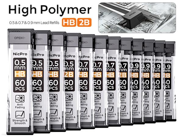 Nicpro 0.5 & 0.7 & 0.9 mm Metal Mechanical Pencil Set with Case, 6 PACK MP1000 Artist Lead Pencil with 12 Tubes HB & 2B Lead Refills, 3 Erasers For Architect Art Writing Drafting Sketching Drawing Nicpro 0.5 & 0.7 & 0.9 mm Metal Mechanical Pencil Set with Case, 6 PACK MP1000 Artist Lead Pencil with 12 Tubes HB & 2B Lead Refills, 3 Erasers For Architect Art Writing Drafting Sketching Drawing