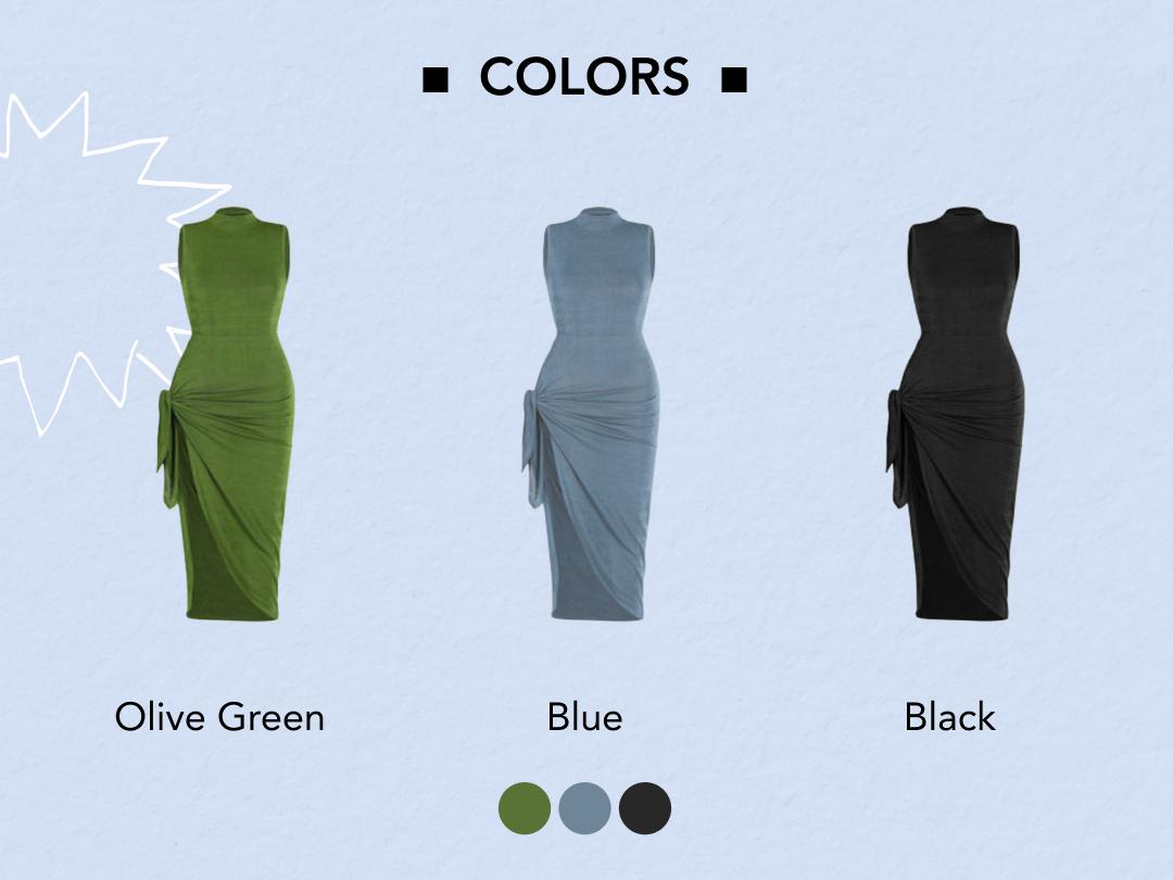 Cider [2 colors, size 0-26] Side Slit Tie Knot Dress