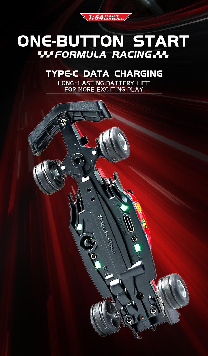 Authentic Ferrari 1:64 Formula F1 Alloy Mini RC Car, Off-Road Climbing Terrain, Powerful Horsepower, APP Remote Control, USB Charging