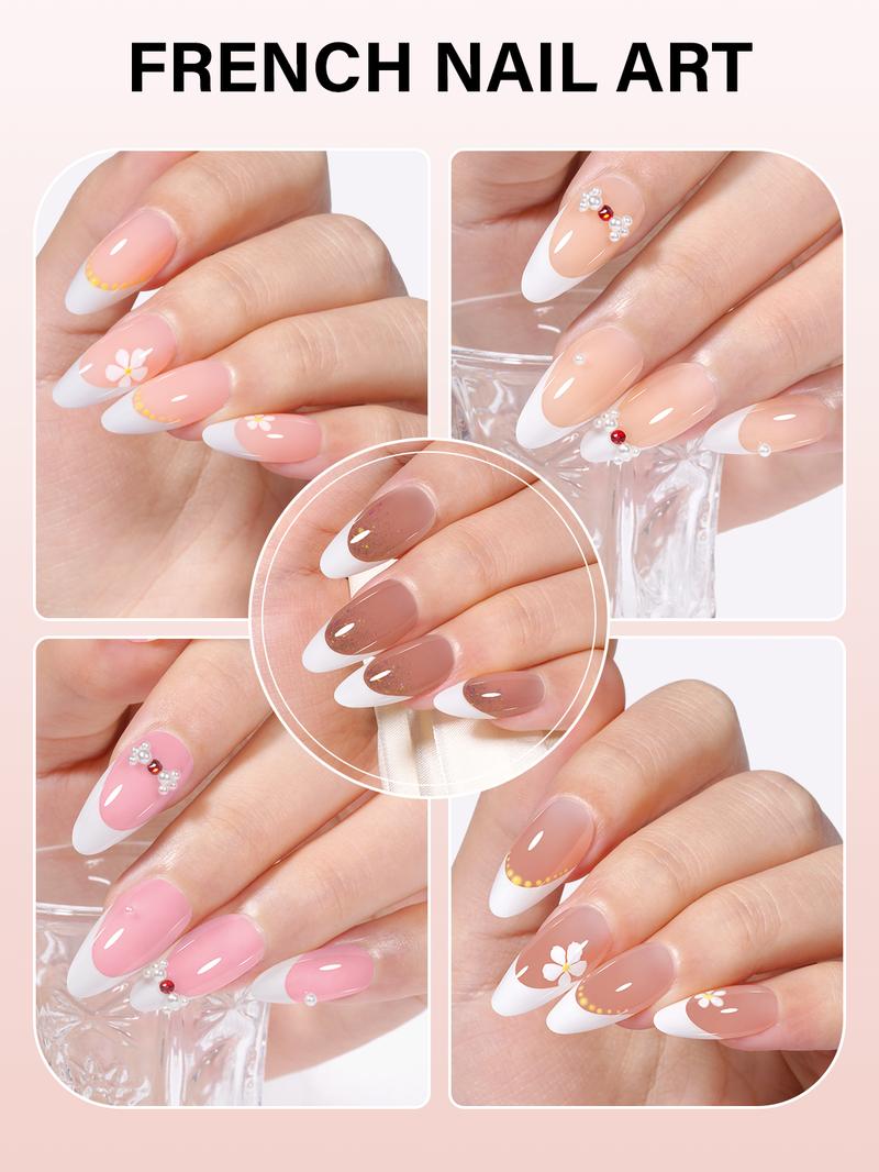 Aillsa Almond French Tip Press on Nails - 180pcs Classic Nude Brown Pink Full Cover Soft Gel Nail Tips Natural False Nails 15 sizes Easy to Wear Soak Off Acrylic presson Nails Extensions Comfortable Fit DIY Summer Nail Art at home dealsforyoudays