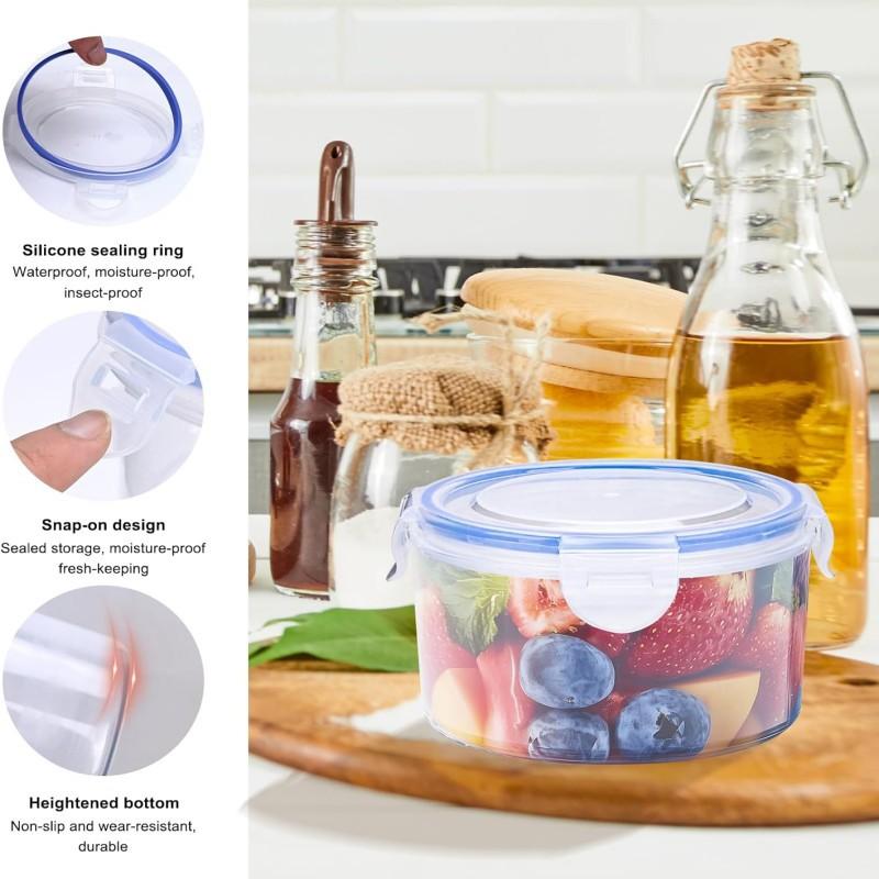 6-Pack Round Food Storage Boxes, Refrigerator-Specific Round Pastry Storage Boxes, Food Storage Containers, Simple, Clean, Hygienic, Stackable, Transparent, Leak-Proof Containers, Bento Boxes