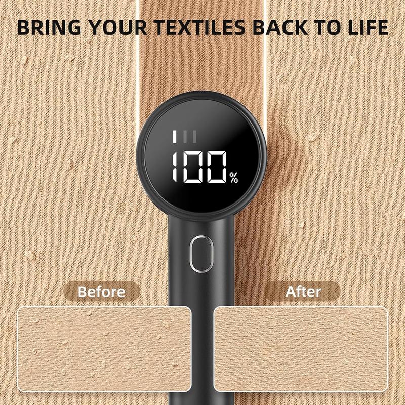 Electric fabric shaver, portable hair remover, pet home, rechargeable, lint collection container, LED digital display, 6-blade blade, safety lock, 3 speeds, 2600mAh, lasts for 1 hour, suitable for clothes, sweaters, sheets, sofa, blanket