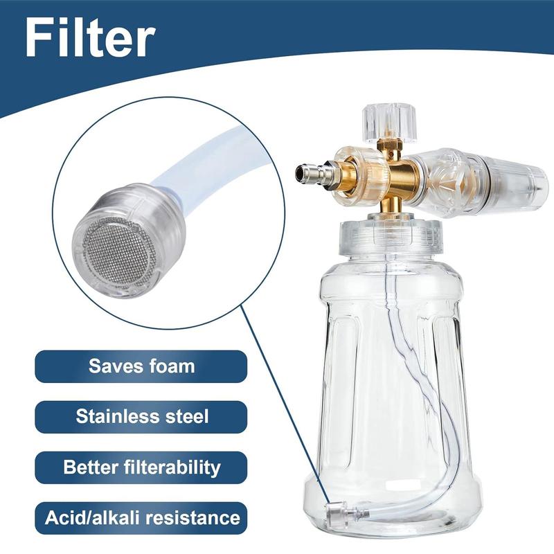 Foam Cannon for Pressure Washer, Snow Clear Foam Cannon for Car Wash, Stainless Steel Filter, Adjustable Nozzle with M22 and 1/4 Inch Quick Connect, Foam Sprayer