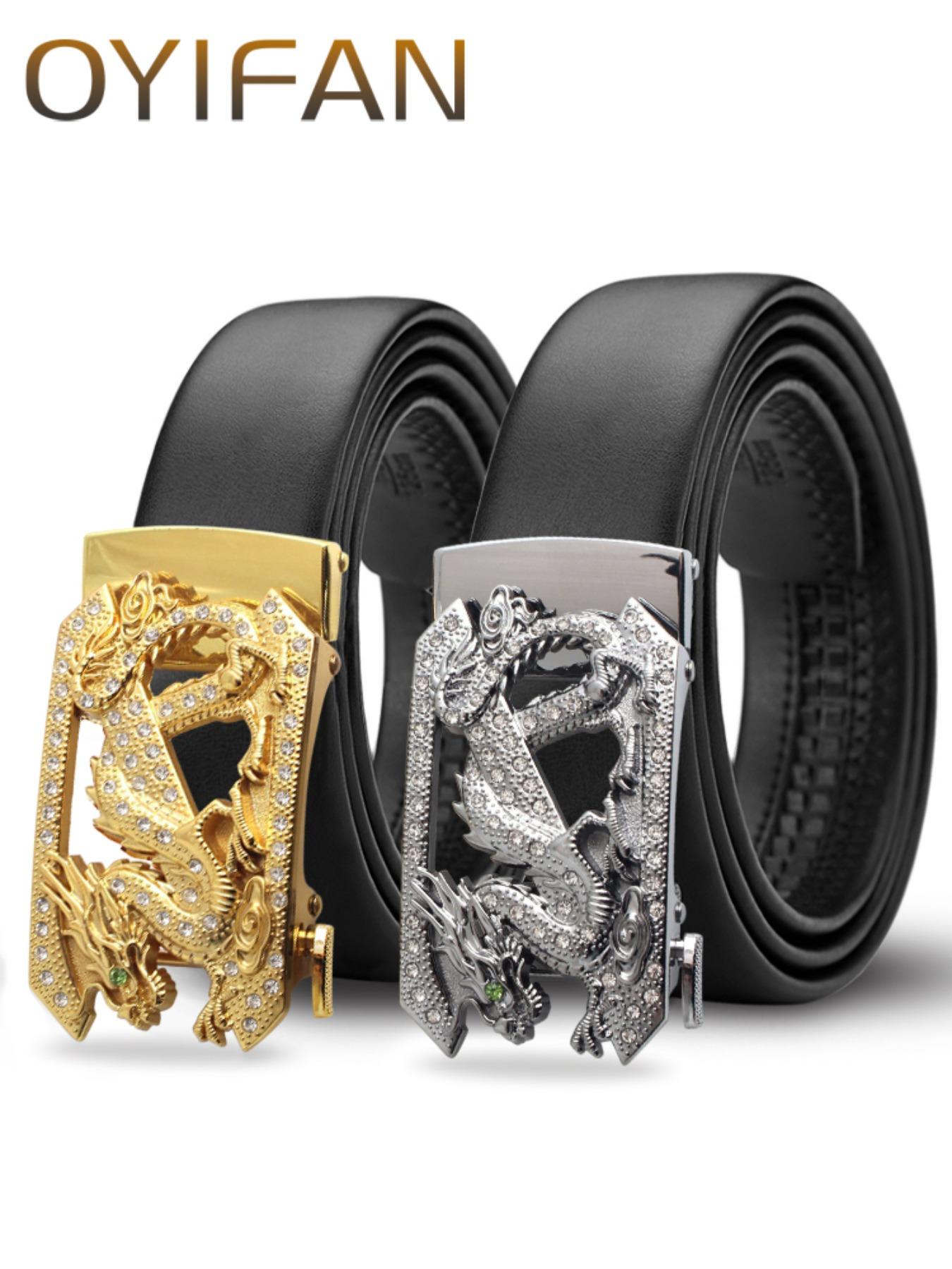 Men's Dragon Pattern Automatic Buckle Belt, Fashion Belt for Party, Daily Clothing Decor, Trendy All-match & Exquisite Belt for Birthday Gift