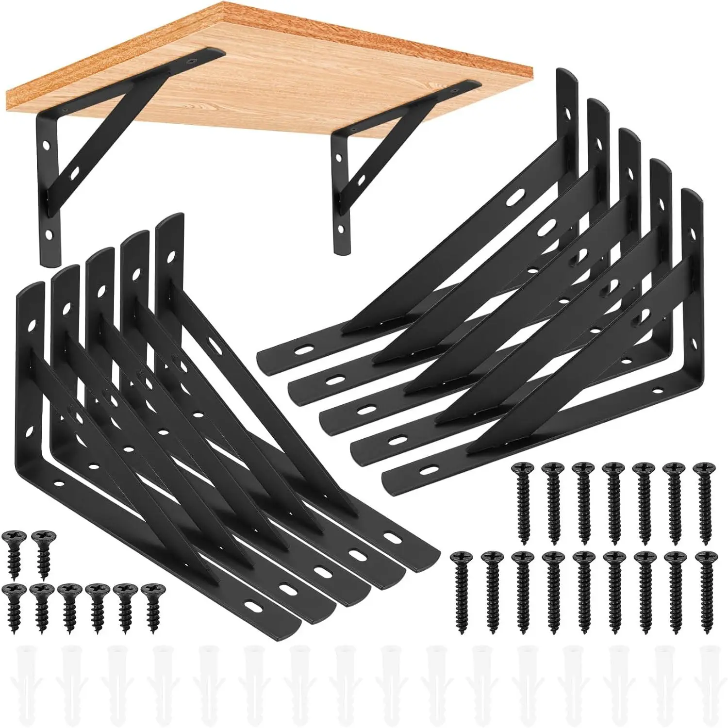 10 black shelf bracket pieces 150*95mm, 90° triangular support 10 black shelf bracket pieces 150*95mm, 90° triangular support
