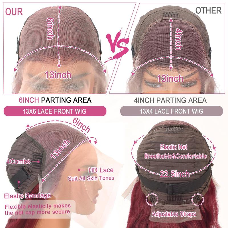 Bling Hair 99J Burgundy Lace Front Wigs Human Hair 13x4 13x6 HD Transparent Body Wave Lace Front Wigs Human Hair Pre Plucked 99j Burgundy Red Wine Glueless Human Hair Wigs for Women