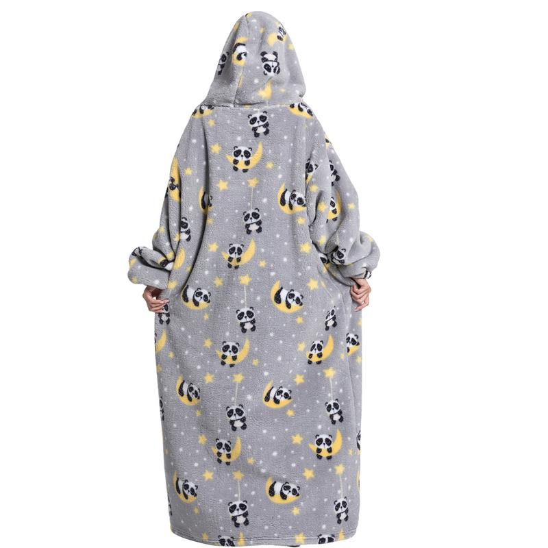 Msrlassn Cute Cartoon Pattern Valentine's Day Hooded Blanket as Birthday Gifts for Mom Women Girlfriend Men, Oversized Wearable Hooded Sweatshirt Pullover, Large Warm and Cozy Loungewear Womenswear Large Pocket Pajamas