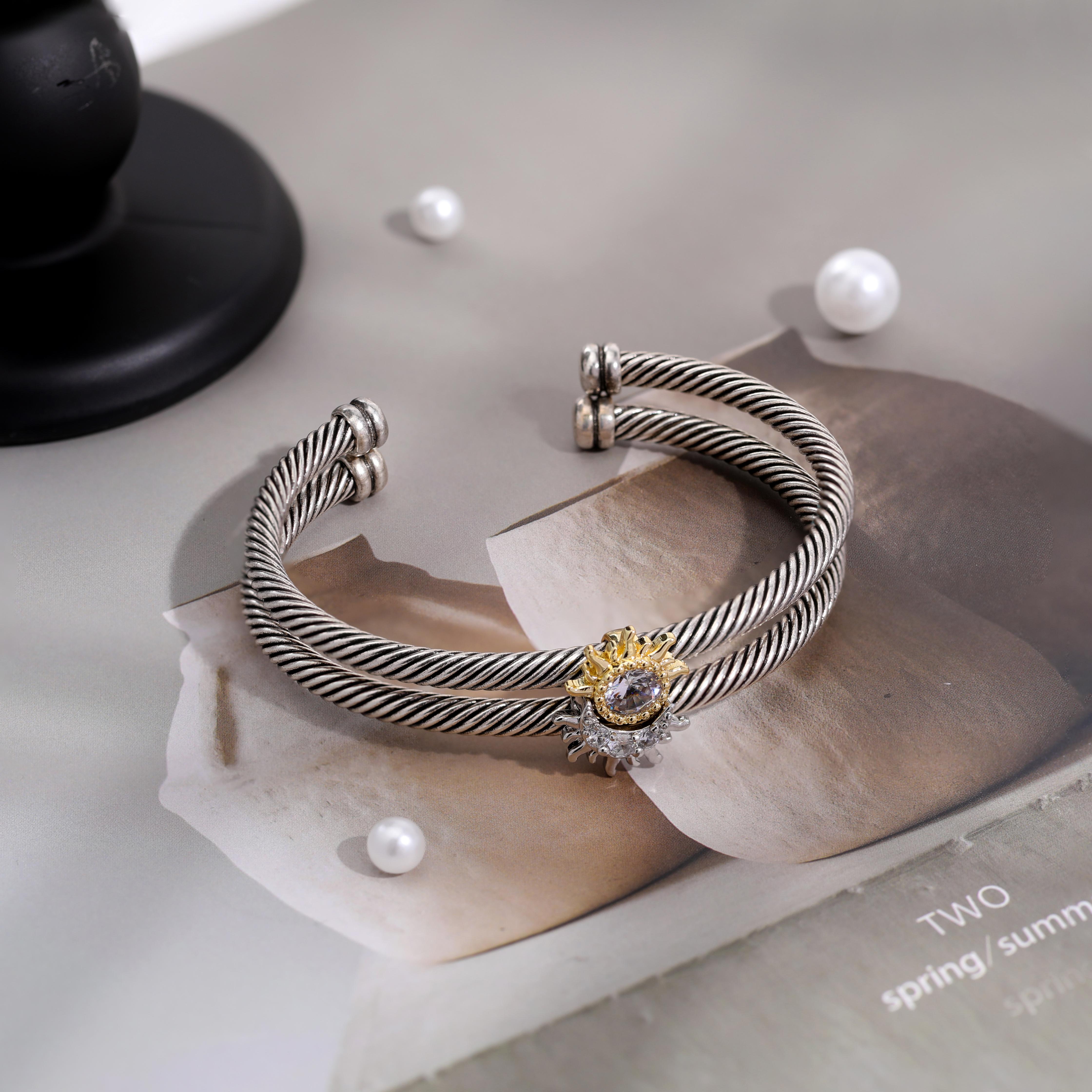 Mother Daughter Gift, Friendship Style | Aprilery Sun Moon Bracelet Set Stackable Bracelet for Women Sparkling Gold Sun Ring/Moon Bracelet Bracelet Matching Bracelet