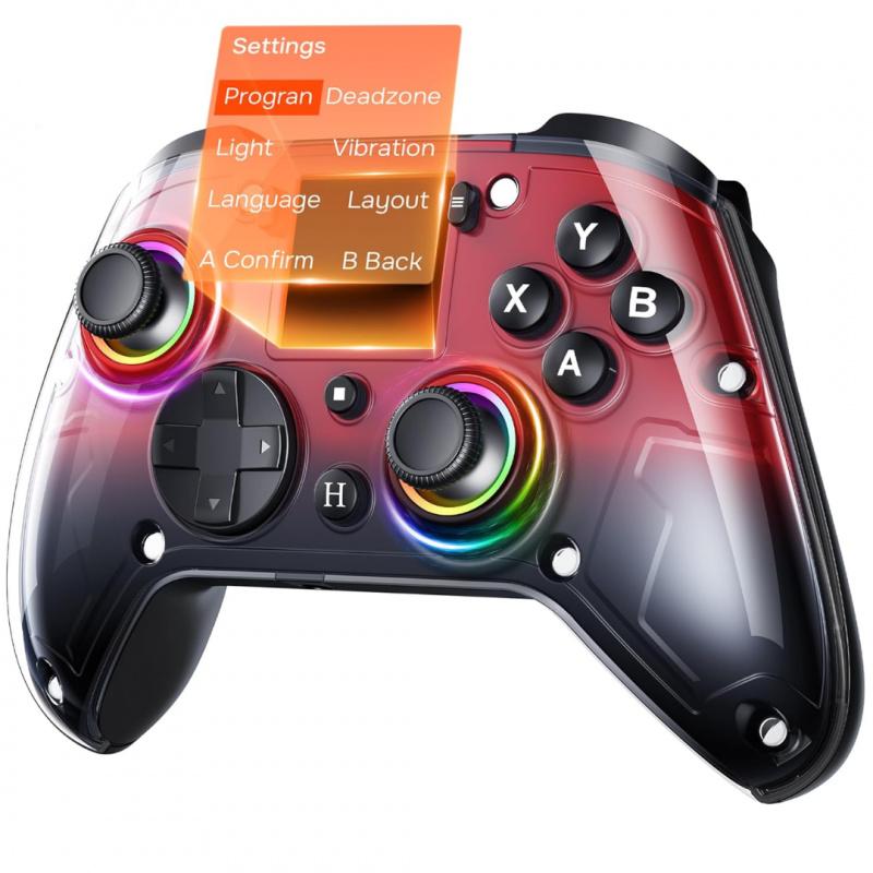 Wireless Gaming Controller with Interactive Screen, 1000Hz Polling Rate, Hall Joysticks & Triggers, 4 Programmable Buttons, Compatible with PC, Switch1, PS4, iOS, Android, New Year's gift, Valentine's Day gift