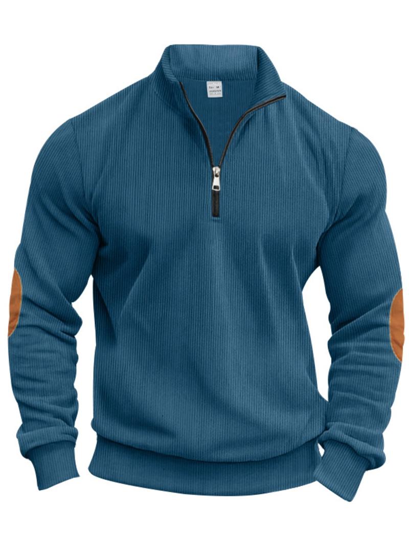 Men's Colorblock Patchwork Half Zip Sweatshirt, Regular Fit Casual Retro Long Sleeve Collared Pullover for Spring & Fall, Fashion Men's Top for Daily Wear, Hoodie