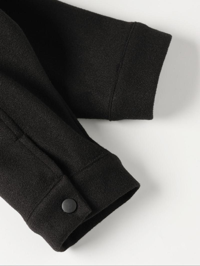 Men's Button Front Pocket Jacket Coats, Casual Collared Long Sleeve Outerwear for Fall & Winter, Men's Tops for Daily Wear, Men's Drippy Outfits Going Out Outfit