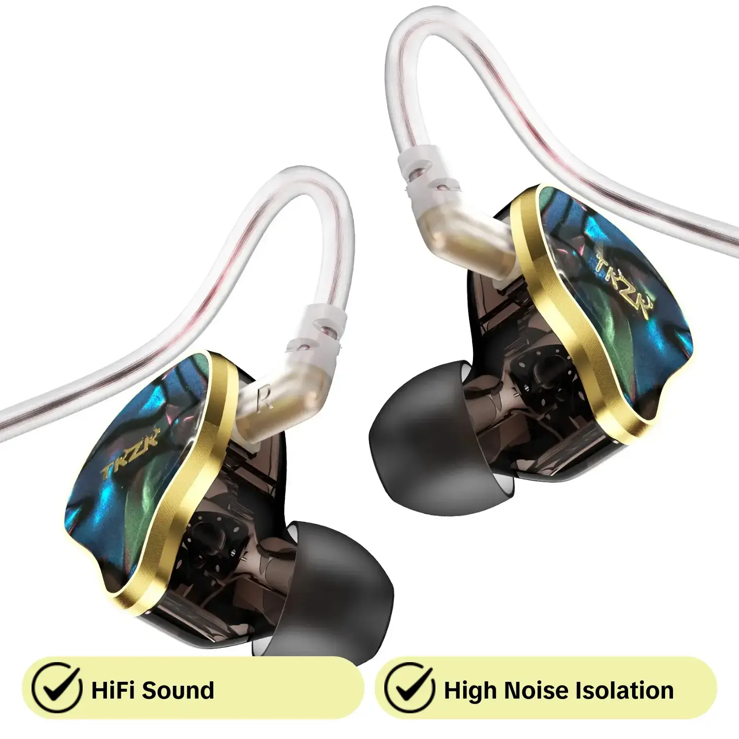 TKZK TK02 in-ear Monitor System Earphone, In Ear Monitors, Electronic Earphones, Dual Magnetic Circuit Dynamic Driver Earphone, HiFi Sound Music Earbuds for Home Office Live Streaming, Audio, Noise Canceling Headset