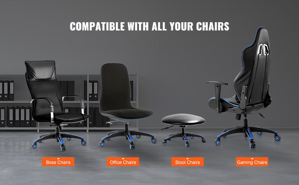 VEVOR Office Chair Base Replacement, 28, 2500 lbs Static Load, Heavy Duty Universal Computer Desk Chair Stool Base Part with 5 Casters and Reinforced Legs, Desk Chair Base Replacement, Black+ Blue