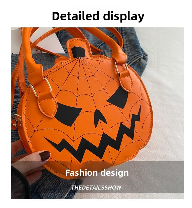 2026 New Halloween Pumpkin Bag, Contrast Color Simple Handbag, Funny Novelty Shoulder & Crossbody Bag for Women