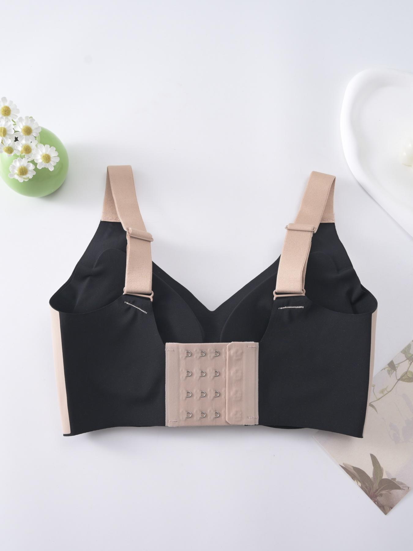 Women's Colorblock Patchwork Wireless Bra, Soft Comfortable Breathable Backless Bra, Women's Lingerie for All Seasons, Underwear for Women