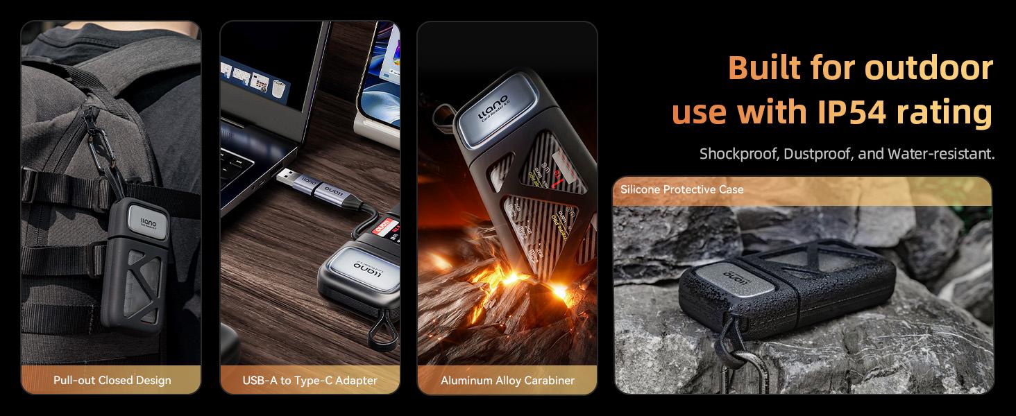 llano 2-in-1 High-Speed SD/Micro SD Card Reader Adapter(UHS-II Supported),Holder Case, Built-in Slot Storage, Compatible with iPhone, Android, PC, MacBook, Laptop, Dual Slot, USB Type-C 3.2 Gen1