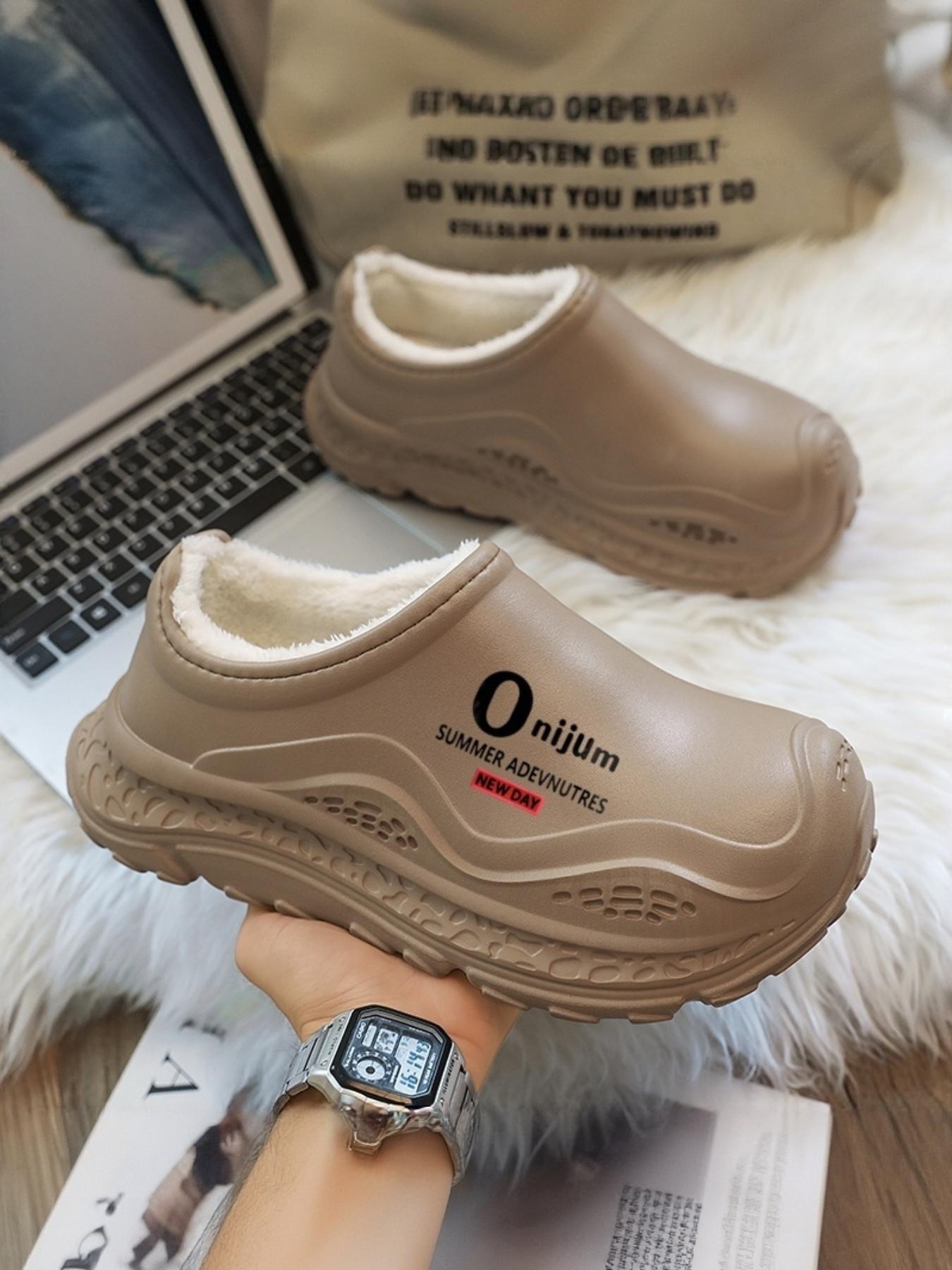 Thick Sole Anti-Slip Fleece Lined Warm Slippers, Durable Waterproof, Essential Winter Travel Shoes, Comfortable and Stylish