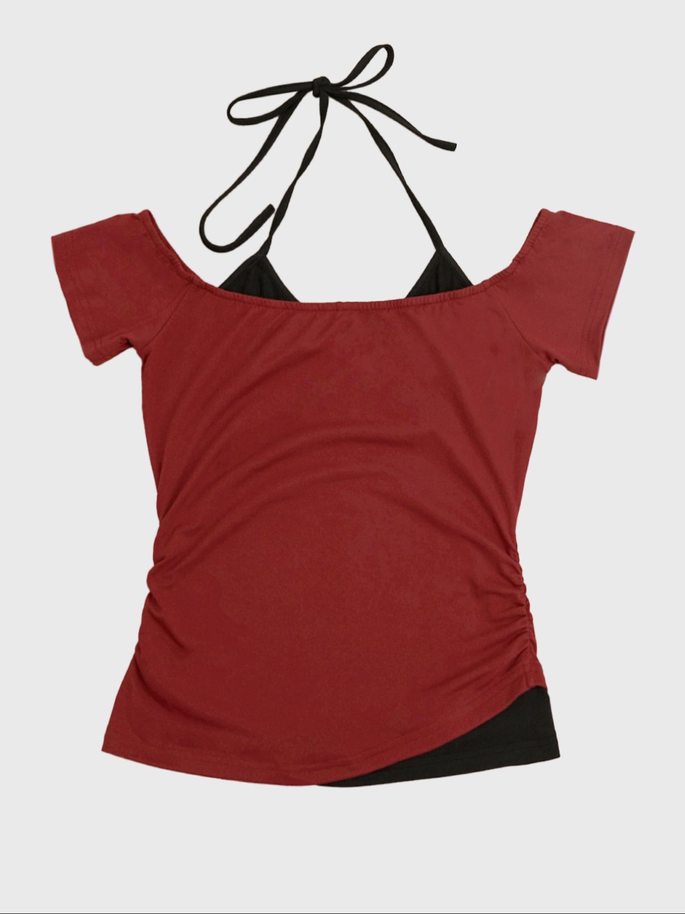 Fashion and casual Y2k women's skull printed back strap Fitted T-shirt