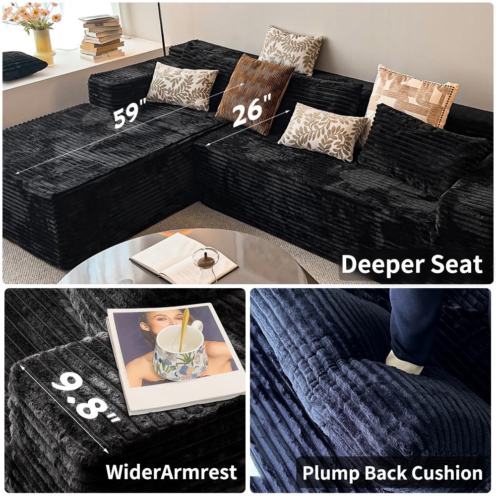 138'' Oversized U-Shaped Boneless Sectional Couches，8 Seater Modular Boneless Cloud Sofa with Chaise Lounges，For Living Room Apartment，4-in-1 Flexible Combination Deep Seat Corner Large Couch NoAssembly Required, Big Comfy Couches Set with  Plush Flannel