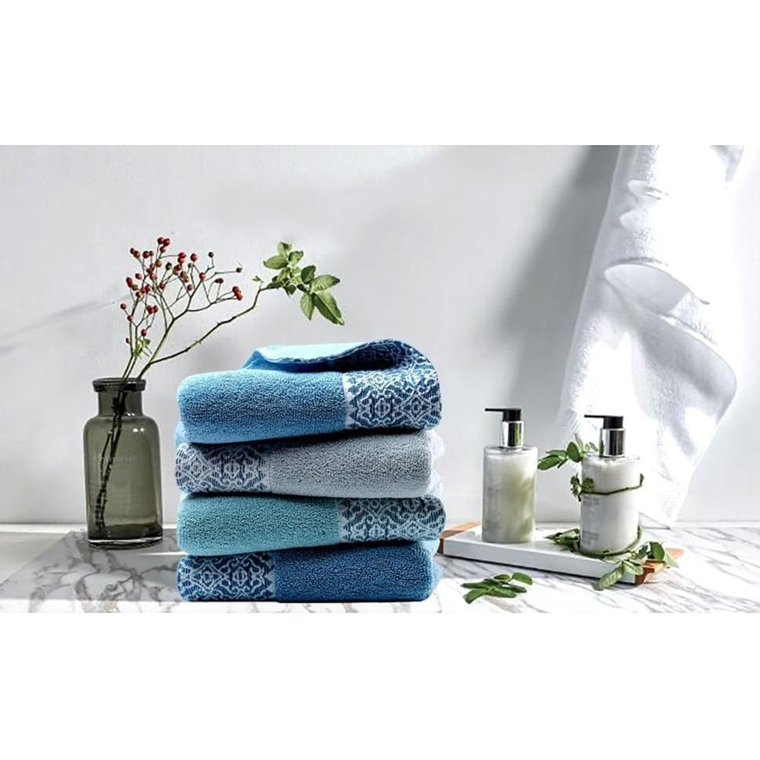 2 Pack Cotton Hand Towels,100% Cotton Face Towels, Durable Highly Absorbent Soft Washcloth Towel for Premium Luxury Spa Hotel Bathroom, Camping, Gym 14 x 30 Inch Maoj-lassical Blue