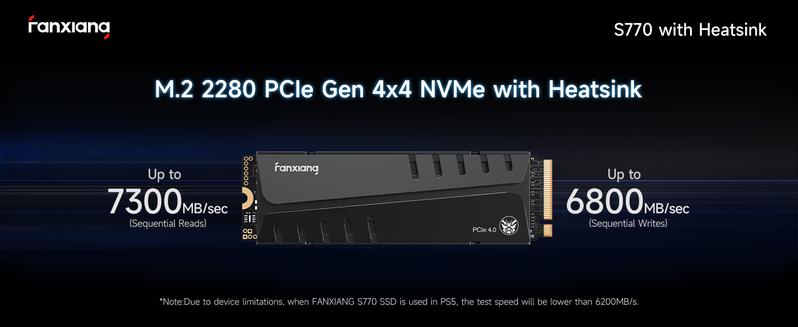 FANXIANG S770/S880ER 4TB NVMe M.2 SSD for PS5 with Heatsink and DRAM, Up to 7300MB/s PCIe 4.0, Perfect for PlayStation 5 Expansion, Gamers, and IT Professionals