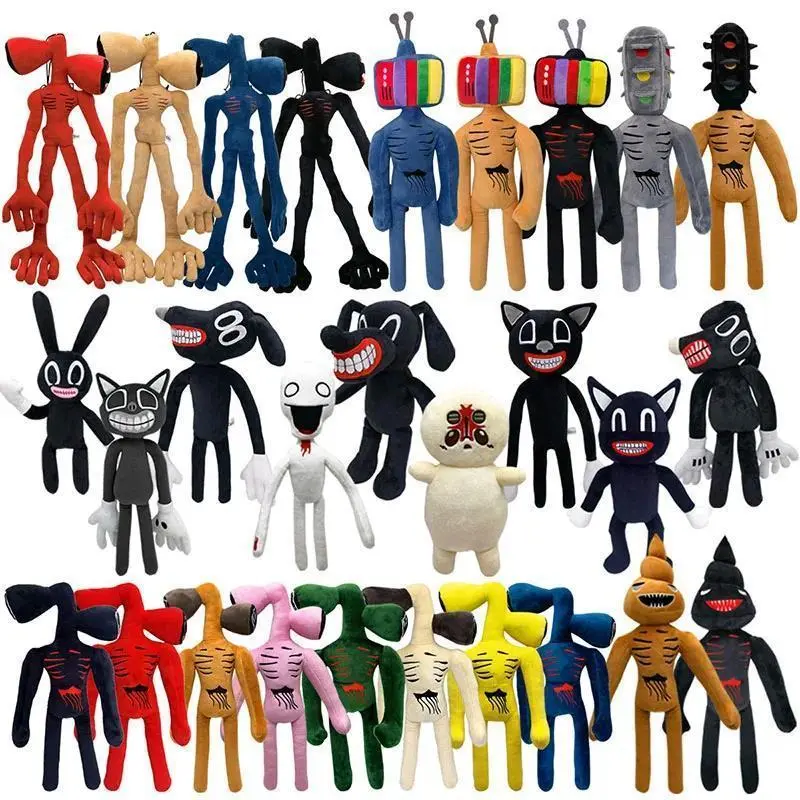 30-55cm & 30-37cm White-Black Siren Head Horror Character Plush Stuffed Doll, Peluche for Children, Birthday Gift (Toys & Hobbies, Classic & Novelty Toys), 100% New And High Quality