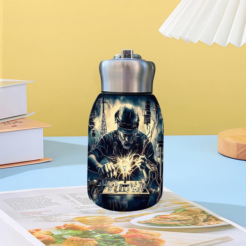 1pc 10.5oz Stainless Steel Tumbler - Leak-Proof, Insulated, Reusable, Hand Wash Only, Chic & Practical, **Master of Current Art Design**, Ideal for Office, Camping or Holidays, Perfect Holiday Gift Item, Durable Drinkware, Office Essentials