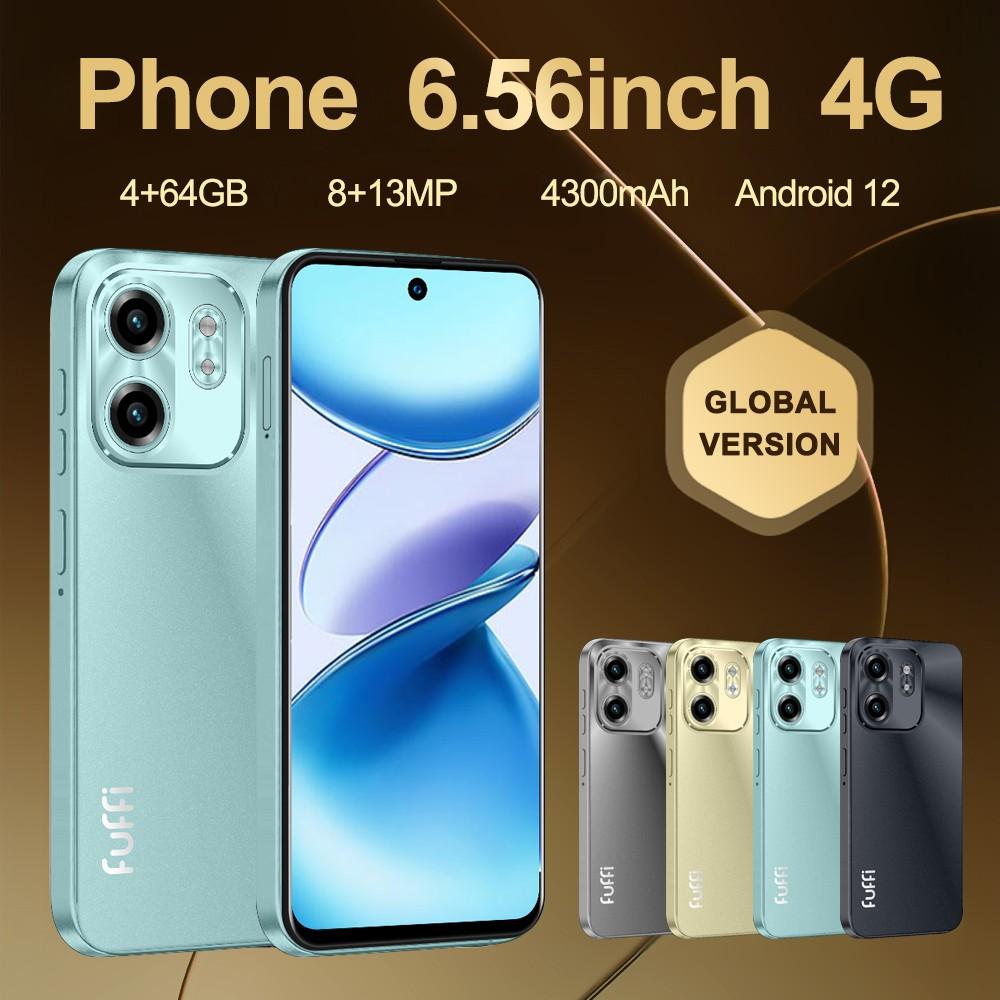 FUFFI-Smartphone, 4+64GB ROM,6.56-Inch Screen, Dual Sim Card, Android 12.0, Quad-Core Processor, 4300mah Battery, Fashionable Design
