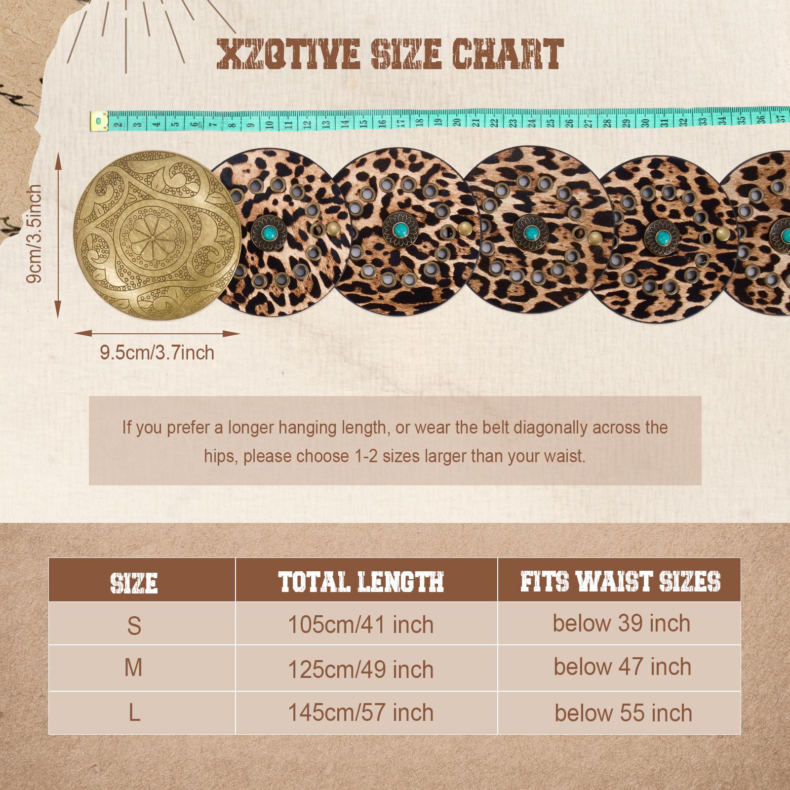 SUOSDEY chunky belt vibes Western Belts for Women Vintage Disc Waist Belts Concho Leather Belts Boho Waist Belt for Dress Jeans