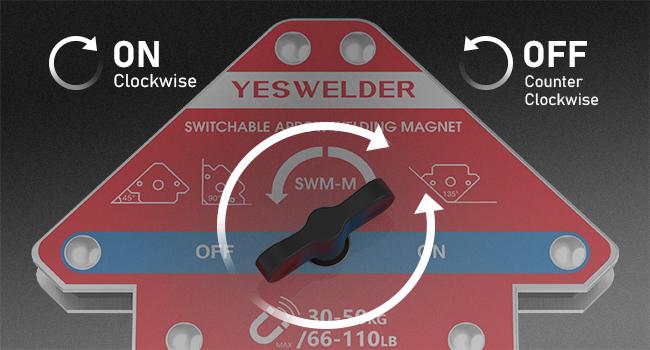 YESWELDER Switchable Arrow Welding Magnet with On/Off Switch | 66-110LBs Holding Power Magnetic Welding Holder for Soldering, Metal Fabrication & Pipe Installation