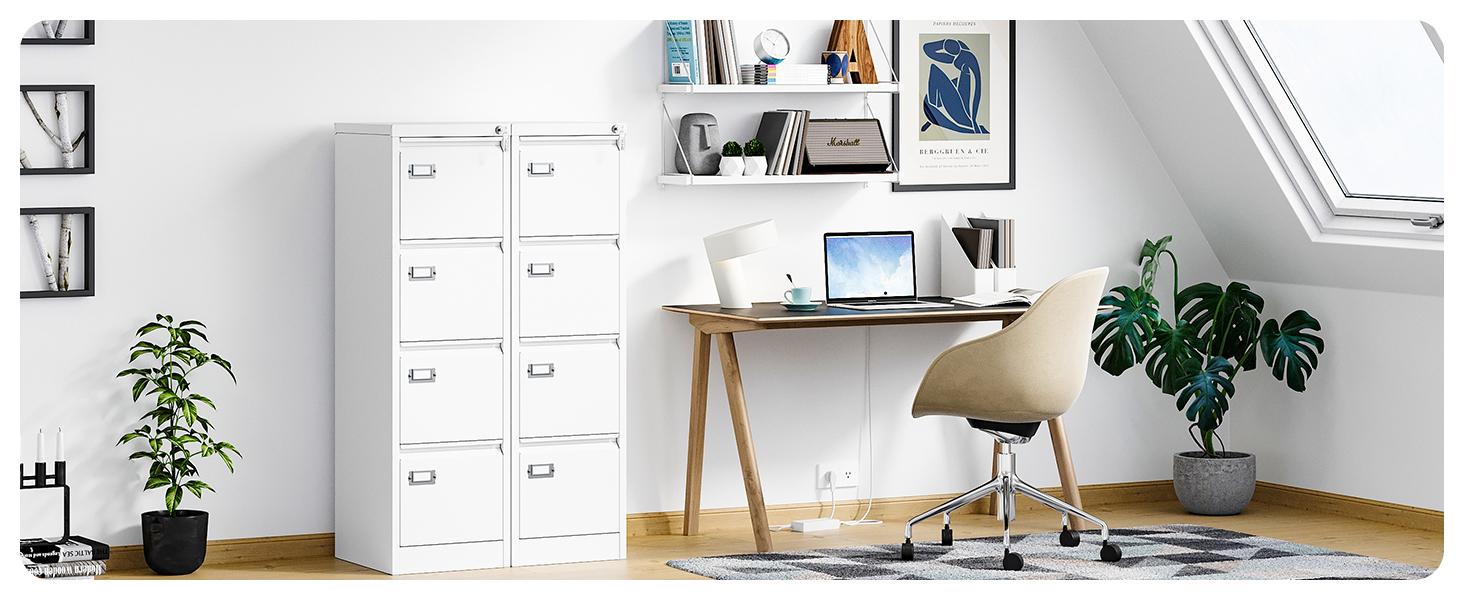 Yizosh 4 Drawer Black File Cabinet with Lock, Filing Cabinets for Home Office, Metal Locking Office File Storage Cabinets with Drawers, Vertical Small Filing Cabinet Organizer for Legal/A4