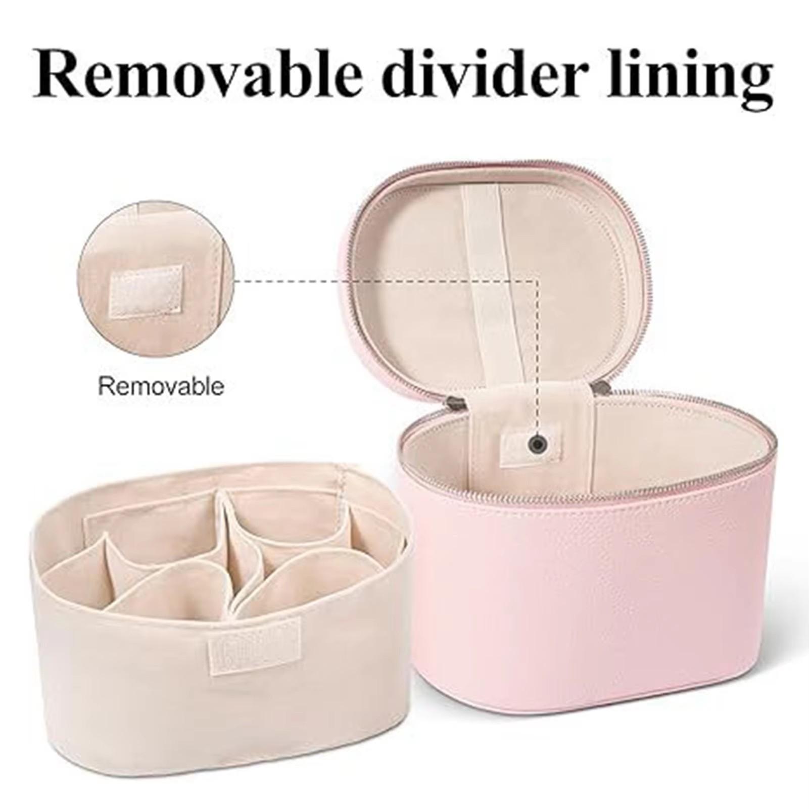 Large-capacity PU leather cosmetic box with internal storage box, customizable names and letters, travel portable makeup organizer bag
