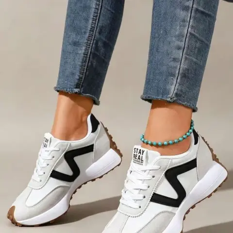 Women's Athletic Shoes Spring Autumn Elegant Fashion Casual Round Toe Low Top Lace-Up Thick Sole Breathable Outdoor Stylish Sneakers