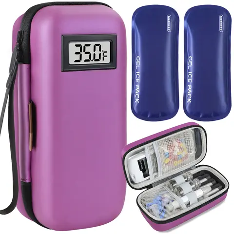 Insulin Cooler Travel Case, 2 Reusable Ice Packs (120g) Portable Cooler Case