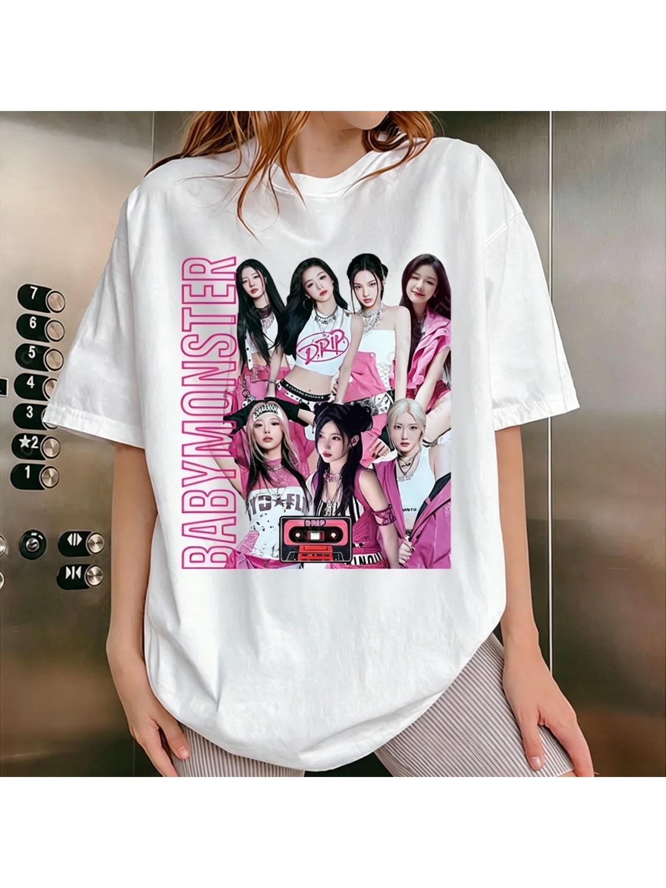 BabyMonster World Tour 2026 Sportswear Hello Monsters KPOP Fan T-shirt Men's and Women's Casual Fashion T-shirt Full Adult Top Y2K