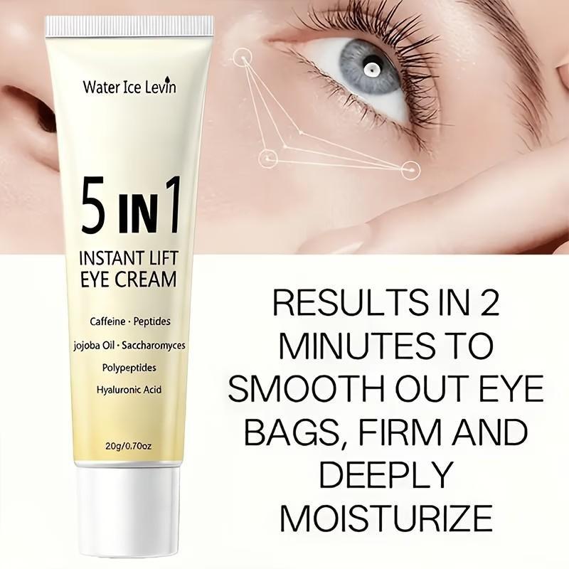 5-in-1 Instant Lifting Eye Cream, contains caffeine, jojoba oil, hyaluronic acid, polyphenols, peptides - firms eye bags, deeply hydrates the eye area, suitable for all skin types, light beige, unisex, skincare essential, for skincare enthusiasts,
