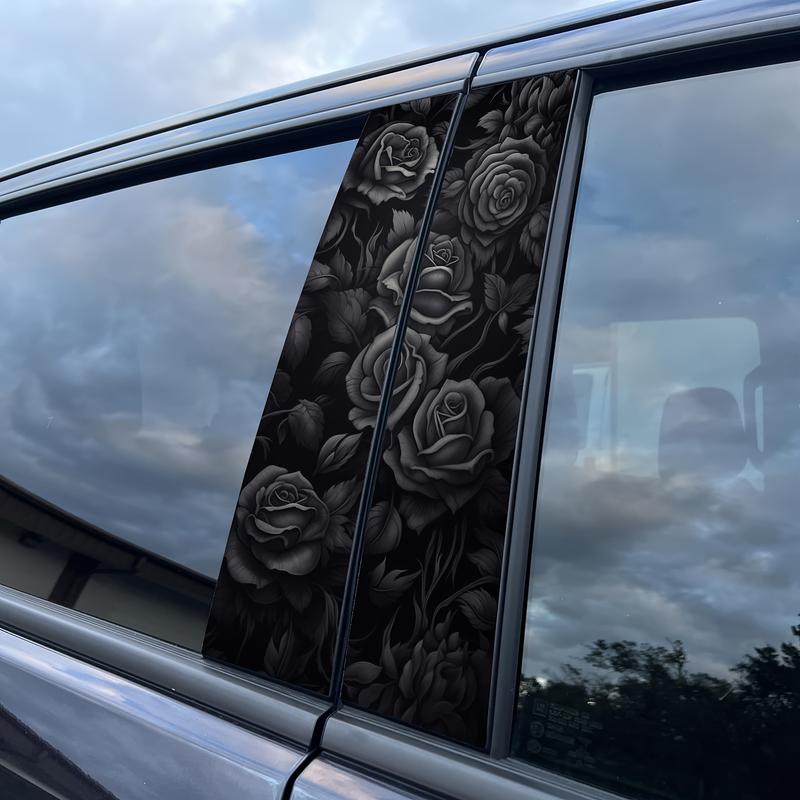Rose Pattern Car Window Windshield Sticker, Self Adhesive Car Window Decal, Universal Car Exterior Decoration Accessories Sticker For Cars Window, Body, Mirror