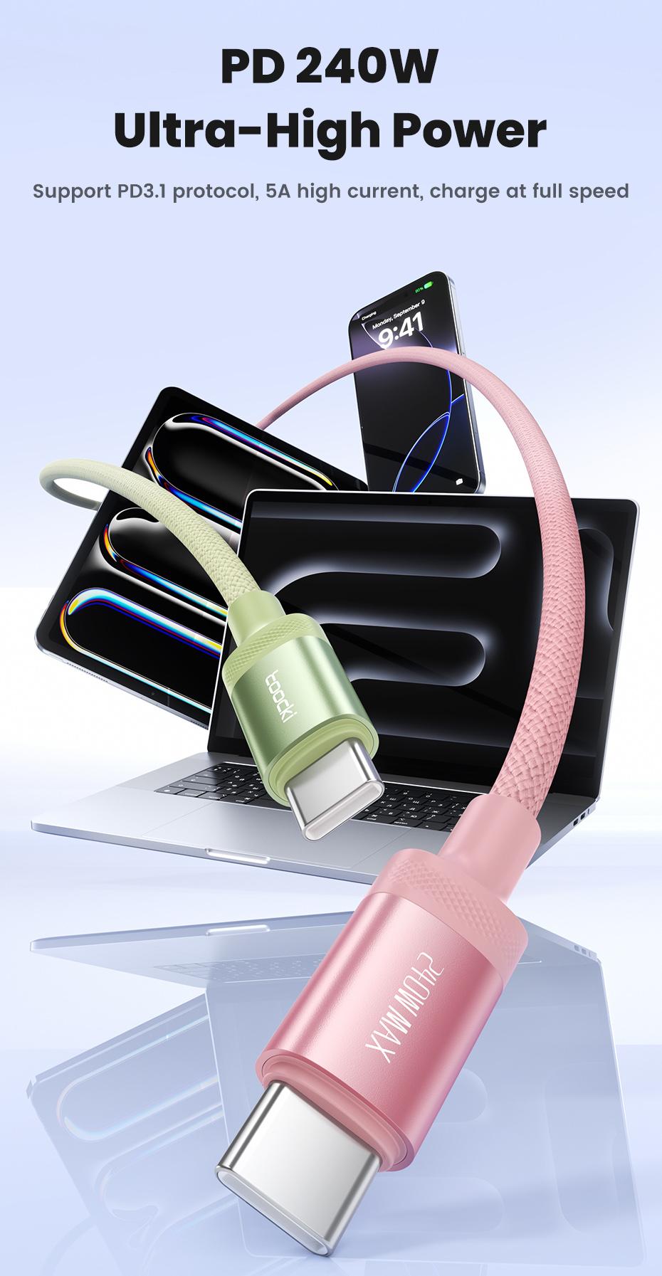 Toocki 240W Colorful Gradient Type C to Type C Cable PD 3.1 QC4.0 Ultra-High Power USB C Cable For Xiaomi Samsung iPhone 17 16 15 MacBook Laptop Fast Charging Data Cord Toocki 240W Colorful Gradient Type C to Type C Cable PD 3.1 QC4.0 Ultra-High Power USB C Cable For Xiaomi Samsung iPhone 17 16 15 MacBook Laptop Fast Charging Data Cord